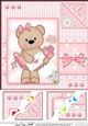 Cute Little Livvy Bear & Lace - 8 x 8 Scalloped Corner Topper