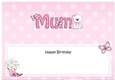 Large DL Happy Birthday MUM insert with Livvy Bear