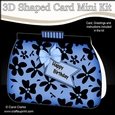 3D Shaped Card  Kit - Pretty Black Floral Clutch Bag