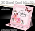 3D Easel Card Mini Kit - A Touch of Elegance Birthday - Flowers, Lace, Butterflies & Pearls