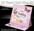 3D Easel Card Mini Kit - A Touch of Elegance Birthday - Flowers, Lace, Butterflies & Pearls