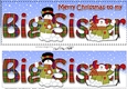 Large DL Merry Christmas to my BIG SISTER 3D decoupage with Snowman Rio