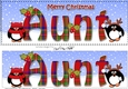 Large DL Merry Christmas AUNT 3D decoupage with Tartan Penguins