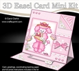 3D Easel Card Mini Kit - Pretty in Pink - Cute Poodle has a Basket of Flowers