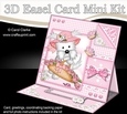3D Easel Card Mini Kit - Pretty in Pink - Cute Westie has a Basket of Flowers