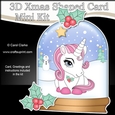 3D Shaped Christmas Snow Globe Card Kit - Cute Little Christmas Unicorn
