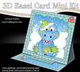 3D Easel Card Mini Kit - Cute Little Christmas Dino has an Xmas Cracker