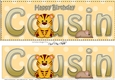 Large DL Happy Birthday COUSIN 3D decoupage with Cute Little Tiger