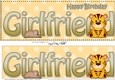 Large DL Happy Birthday GIRLFRIEND 3D decoupage with Cute Little Tiger