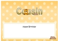 Large DL Happy Birthday COUSIN insert with Cute Little Tiger