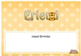 Large DL Happy Birthday FRIEND insert with Cute Little Tiger