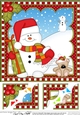 Christmas 8 x 8 Scalloped Corner Topper Snowman Oli