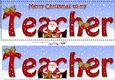 Large DL Merry Christmas to my TEACHER with Santa 3D decoupage