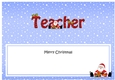 Large DL Merry Christmas TEACHER insert with Santa 3D decoupage