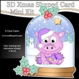 3D Shaped Christmas Snow Globe Card Kit - Cute Little Dino has a Christmas Cracker