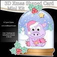 3D Shaped Christmas Snow Globe Card Kit - Cute Little Dino has a Christmas Cracker