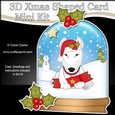 3D Shaped Christmas Snow Globe Card Kit - Cute Little English Bull Dog Terrier