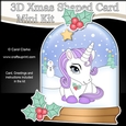 3D Shaped Christmas Snow Globe Card Kit - Cute Little Christmas Unicorn