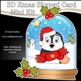 3D Shaped Christmas Snow Globe Card Kit - Penguin has a Christmas Cracker