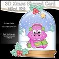 3D Shaped Christmas Snow Globe Card Kit - Cute Little Dino has a Christmas Cracker