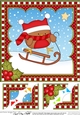 Christmas 8 x 8 Scalloped Corner Topper - Bobbin Robin is Sledging!