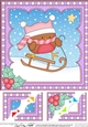Christmas 8 x 8 Scalloped Corner Topper - Bobbin Robin is Sledging!