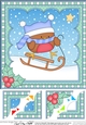 Christmas 8 x 8 Scalloped Corner Topper - Bobbin Robin is Sledging!