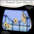 3D Shaped Card  Kit - Pretty Tartan & Polka Dot Fold Over Clutch Bag