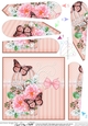 Pretty Flowers & Butterfly Birdcage Fan Pyramage Topper