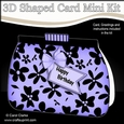 3D Shaped Card  Kit - Pretty Black Floral Clutch Bag