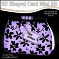 3D Shaped Card  Kit - Pretty Black Floral Clutch Bag