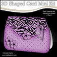 3D Shaped Card  Kit - Zebra Print & Spots Fold Over Clutch Bag