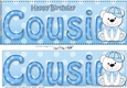 Large DL Happy Birthday COUSIN decoupage with Austin Bear