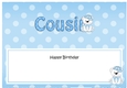Large DL Happy Birthday COUSIN insert with Austin Bear