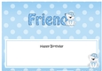 Large DL Happy Birthday FRIEND insert with Austin Bear