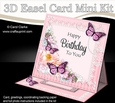 3D Easel Card Mini Kit - A Touch of Elegance Birthday - Flowers, Lace, Butterflies & Pearls