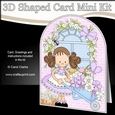 3D Shaped Card  Kit - Country Cottage Girlz Zoe has a Wheelbarrow of Flowers