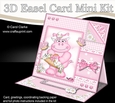 3D Easel Card Mini Kit - Pretty in Pink - Cute Hippo has a Basket of Flowers