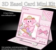 3D Easel Card Mini Kit - Pretty in Pink - Cute Elephant has a Basket of Flowers