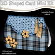 3D Shaped Card  Kit - Pretty Tartan & Polka Dot Fold Over Clutch Bag