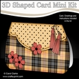 3D Shaped Card  Kit - Pretty Tartan & Polka Dot Fold Over Clutch Bag