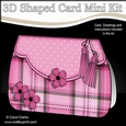 3D Shaped Card  Kit - Pretty Tartan & Polka Dot Fold Over Clutch Bag