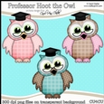 Hoot the Wise Old Owl - The Graduate - CU4CU Digital Clip Art Set