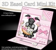 3D Easel Card Mini Kit - Pretty in Pink - Cute Scottie Dog has a Basket of Flowers