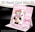 3D Easel Card Mini Kit - Pretty in Pink - Cute Little Horse has a Basket of Flowers