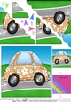 Funky Floral Car - Scalloped Corner Stacker