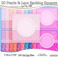 20 Pearls & Lace Backing Squares - CU4CU Digital Set