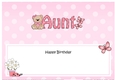 Large DL Happy Birthday AUNT insert with Livvy Bear