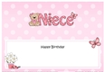 Large DL Happy Birthday NIECE insert with Livvy Bear