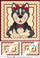 8 x 8 Cute Little Husky Dog Scalloped Corner Topper